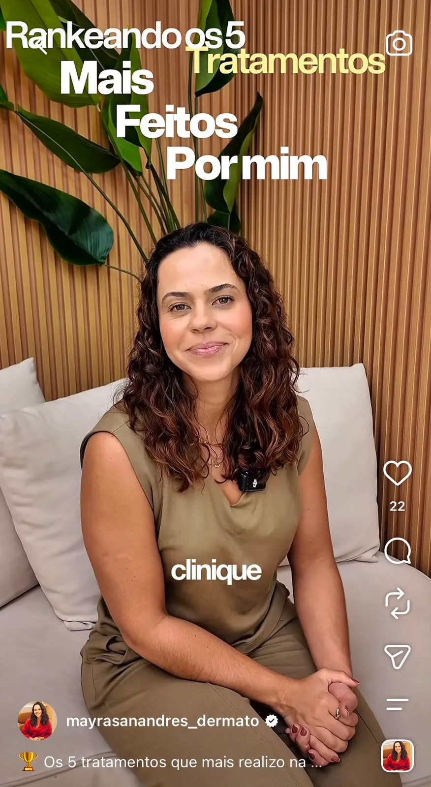 Reel da Dra. Mayra Sanandres sobre os cinco tratamentos dermatológicos que mais realiza na Prestige Clinique em Itaboraí