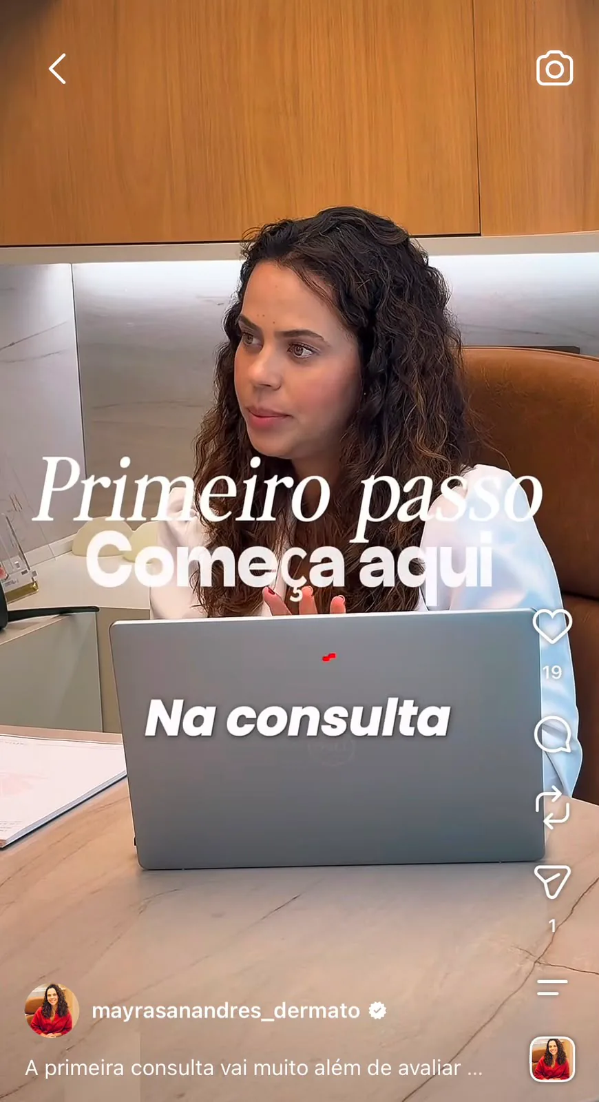 Reel da Dra. Mayra Sanandres sobre como funciona a primeira consulta de dermatologia na Prestige Clinique
